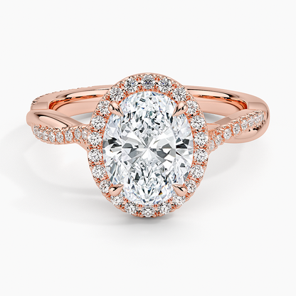 Petite Twisted Vine Halo Diamond Ring (1/4 ct. tw.) - Oval Center Stone