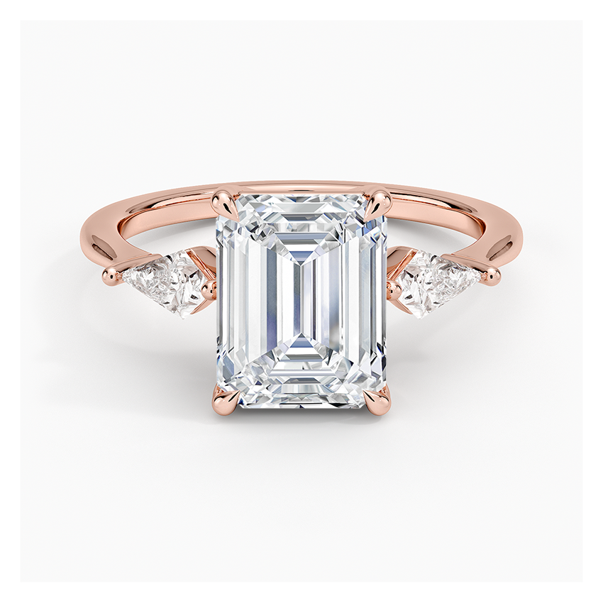 Luxe Cometa Three Stone Diamond Ring (1/3 ct. tw.) - Emerald Cut Center Stone