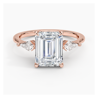 Luxe Cometa Three Stone Diamond Ring (1/3 ct. tw.) - Emerald Cut Center Stone