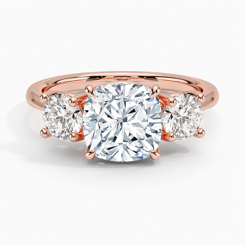 Luxe Selene Three Stone Diamond Ring (2/3 ct. tw.) - Cushion Cut Center Stone