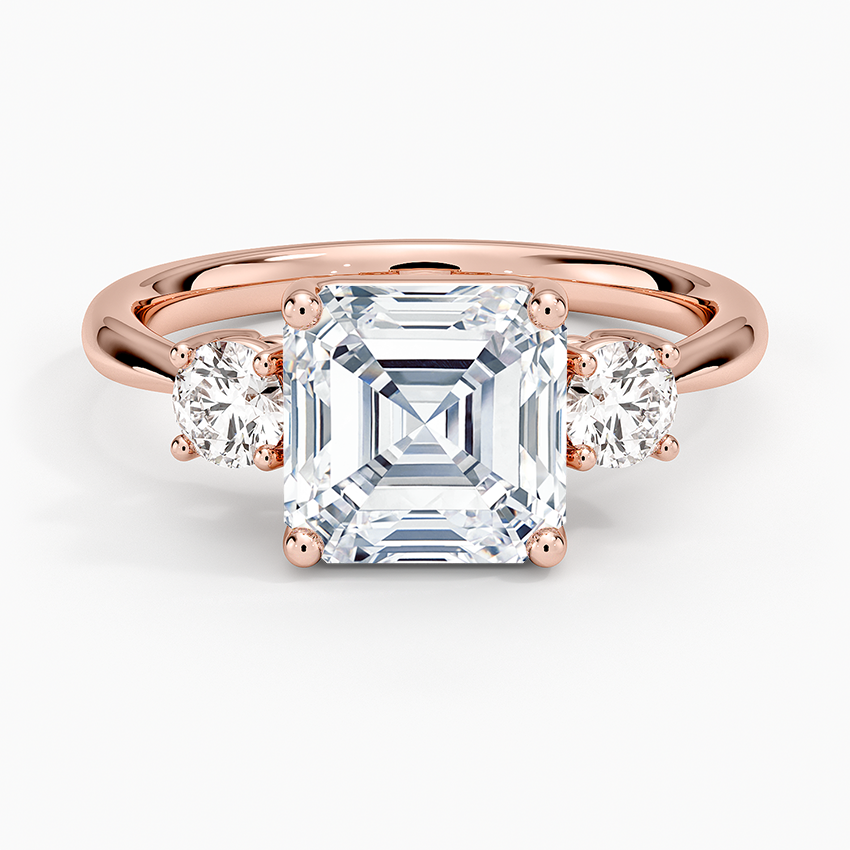 Selene Three Stone Diamond Ring (1/3 ct. tw.) - Asscher Cut Center Stone