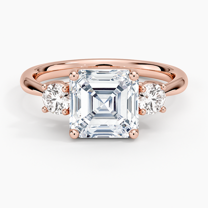 Selene Three Stone Diamond Ring (1/3 ct. tw.) - Asscher Cut Center Stone