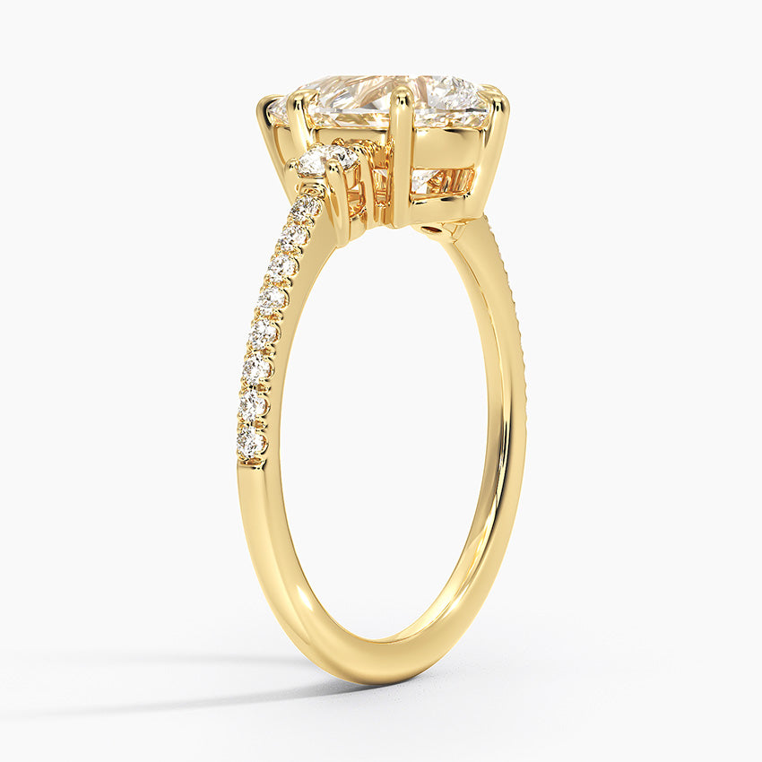 Lyra Three Stone Diamond Ring (1/4 ct. tw.) - Pear Center Stone