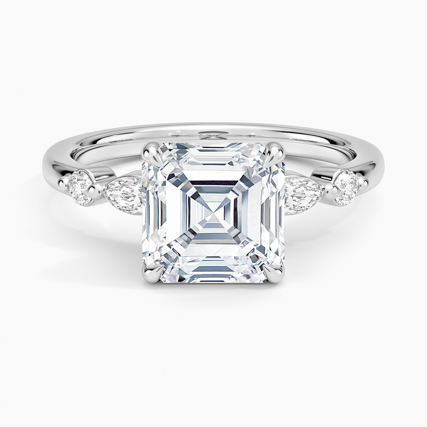 Versailles One-Quarter Coverage Diamond Ring - Asscher Cut Center Stone