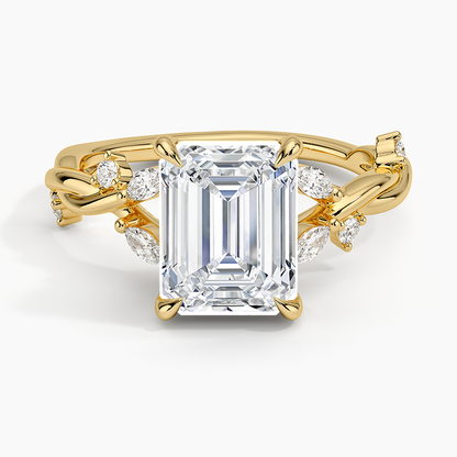 Azalea Twist Diamond Ring - Emerald Cut Center Stone