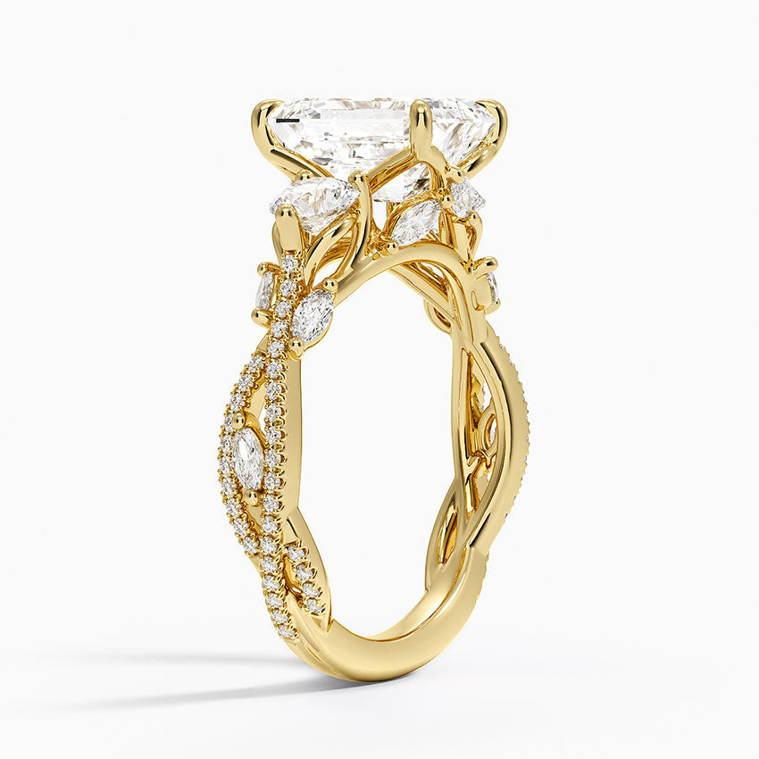 Luxe Secret Garden Three Stone Diamond Ring (1 ct. tw.) - Emerald Cut Center Stone