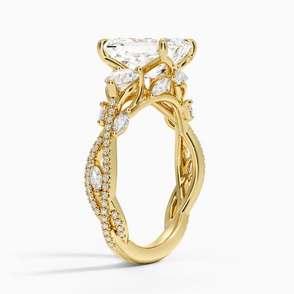 Luxe Secret Garden Three Stone Diamond Ring (1 ct. tw.) - Emerald Cut Center Stone