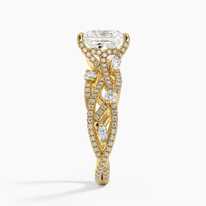Grand Secret Garden Diamond Ring - Princess Cut Center Stone