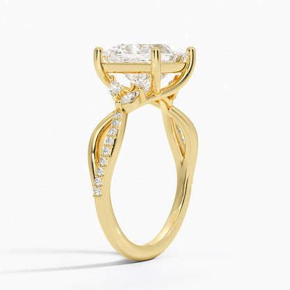 Petite Twisted Willow Diamond Ring - Princess Cut Center Stone