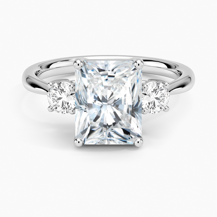 Selene Three Stone Diamond Ring (1/3 ct. tw.) - Radiant Cut Center Stone
