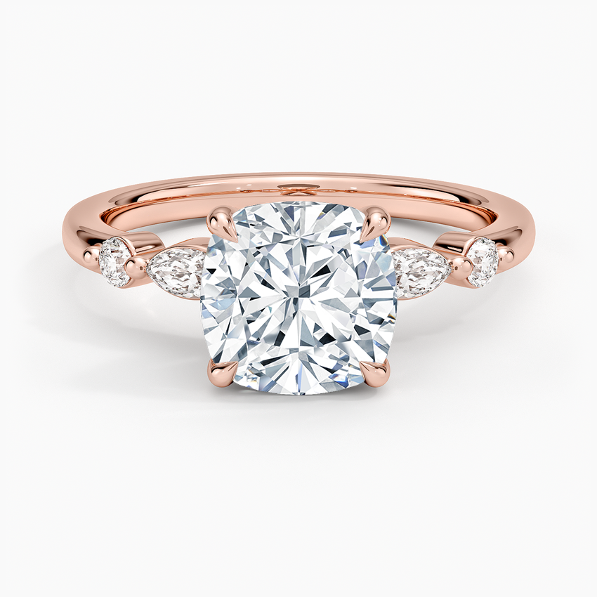 Versailles One-Quarter Coverage Diamond Ring - Cushion Cut Center Stone