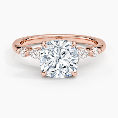 Versailles One-Quarter Coverage Diamond Ring - Cushion Cut Center Stone