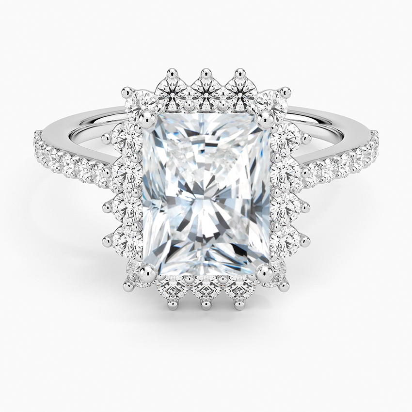Luxe Sunburst Halo Diamond Ring (1/2 ct. tw.) - Radiant Cut Center Stone