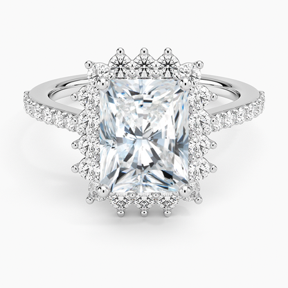 Luxe Sunburst Halo Diamond Ring (1/2 ct. tw.) - Radiant Cut Center Stone