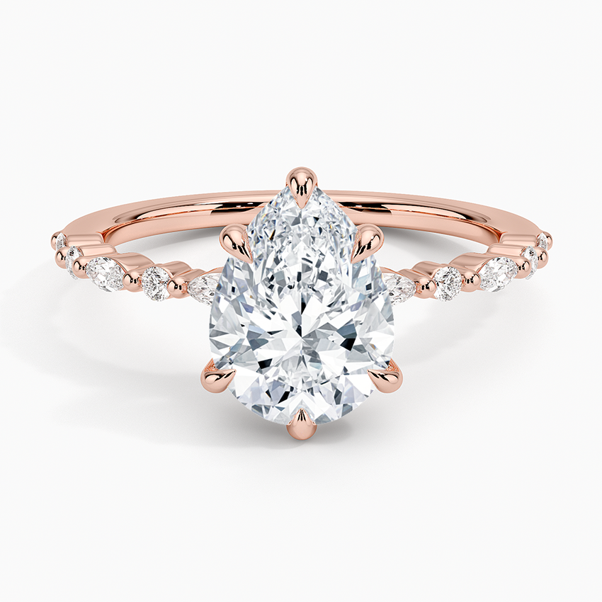 Delicate Versailles Diamond Ring - Pear Center Stone