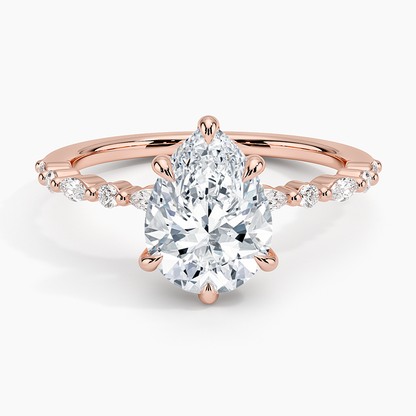 Delicate Versailles Diamond Ring - Pear Center Stone