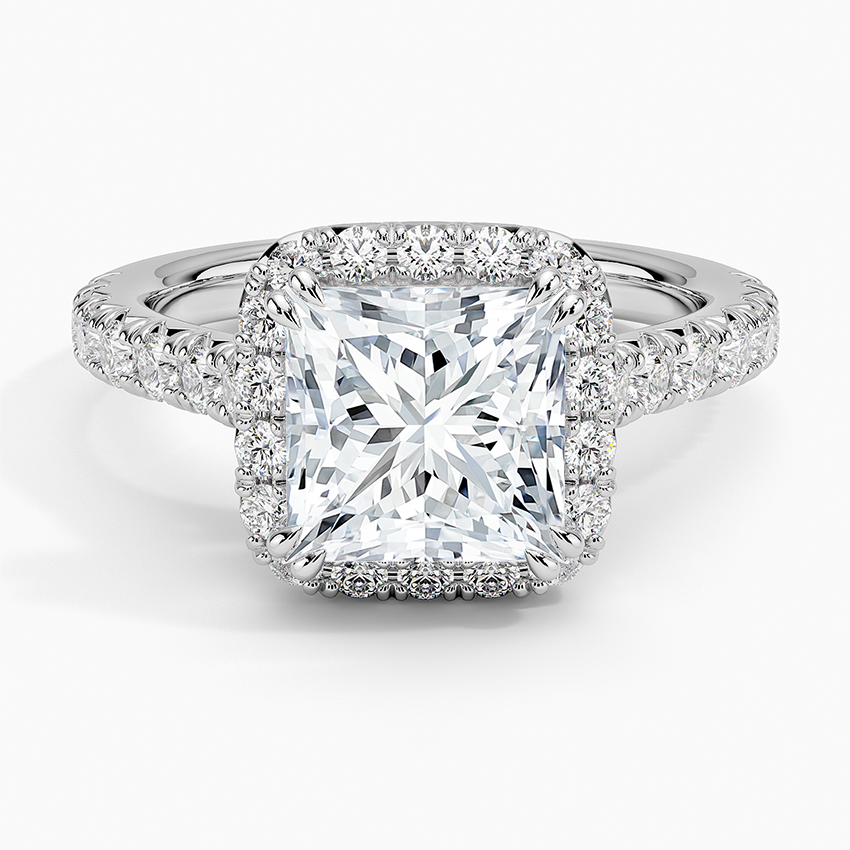 Sienna Halo Half Coverage Diamond Ring (2/3 ct. tw.) - Princess Cut Center Stone