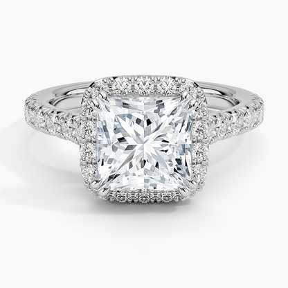 Sienna Halo Half Coverage Diamond Ring (2/3 ct. tw.) - Princess Cut Center Stone