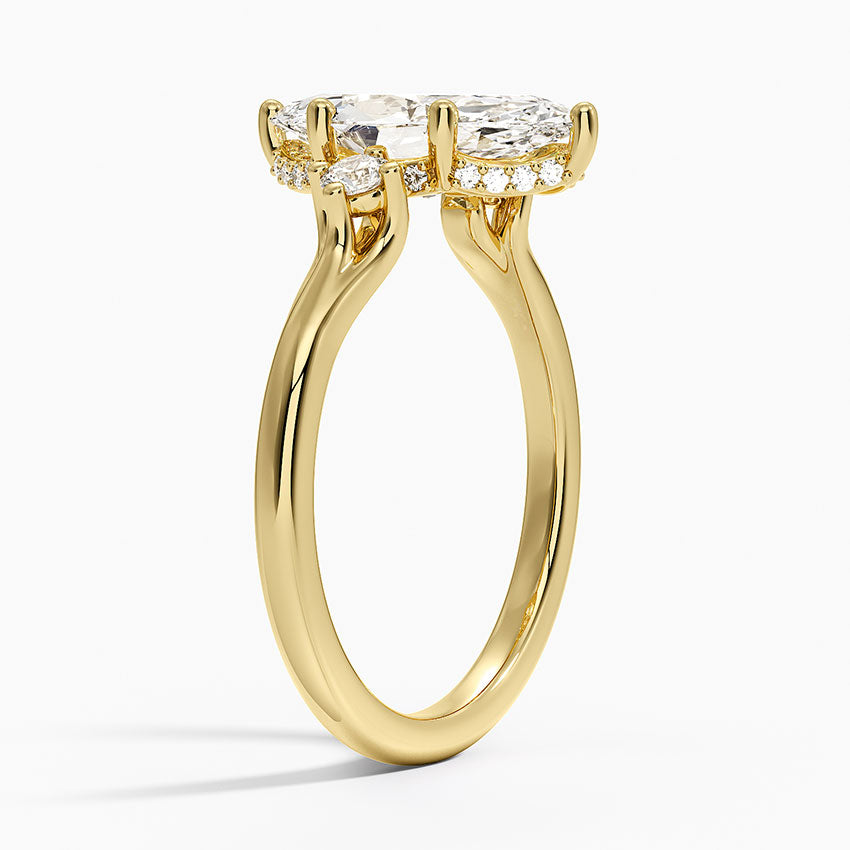 Floating Three Stone Diamond Ring - Marquise Center Stone