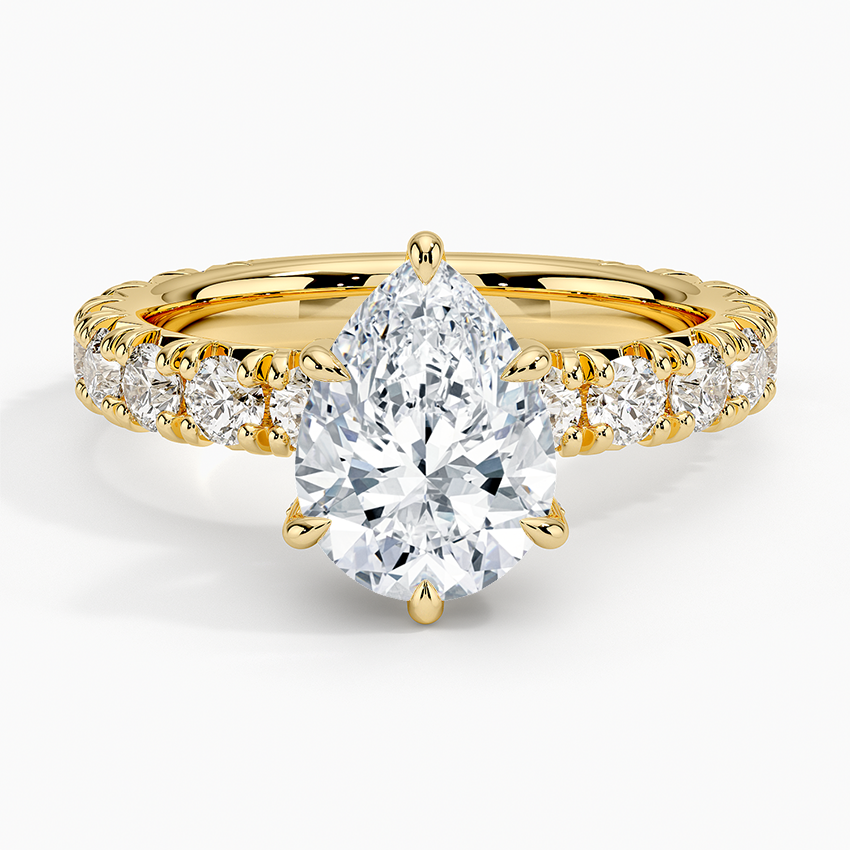 Ellora Three-Quarter Coverage Diamond Ring - Pear Center Stone