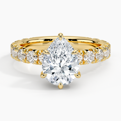 Ellora Three-Quarter Coverage Diamond Ring - Pear Center Stone