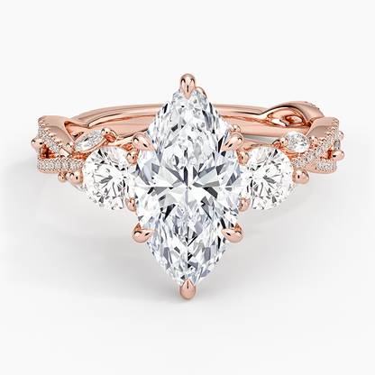Luxe Secret Garden Three Stone Diamond Ring (1 ct. tw.) - Marquise Center Stone
