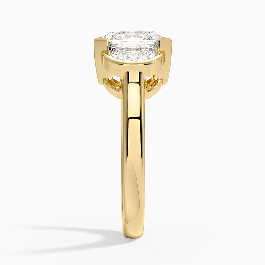 Half Moon Three Stone Bezel Diamond Ring (1/2 ct. tw.) - Asscher Cut Center Stone