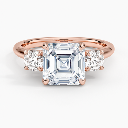 Elodie Perfect Fit Three Stone Diamond Ring (1/2 ct. tw.) - Asscher Cut Center Stone