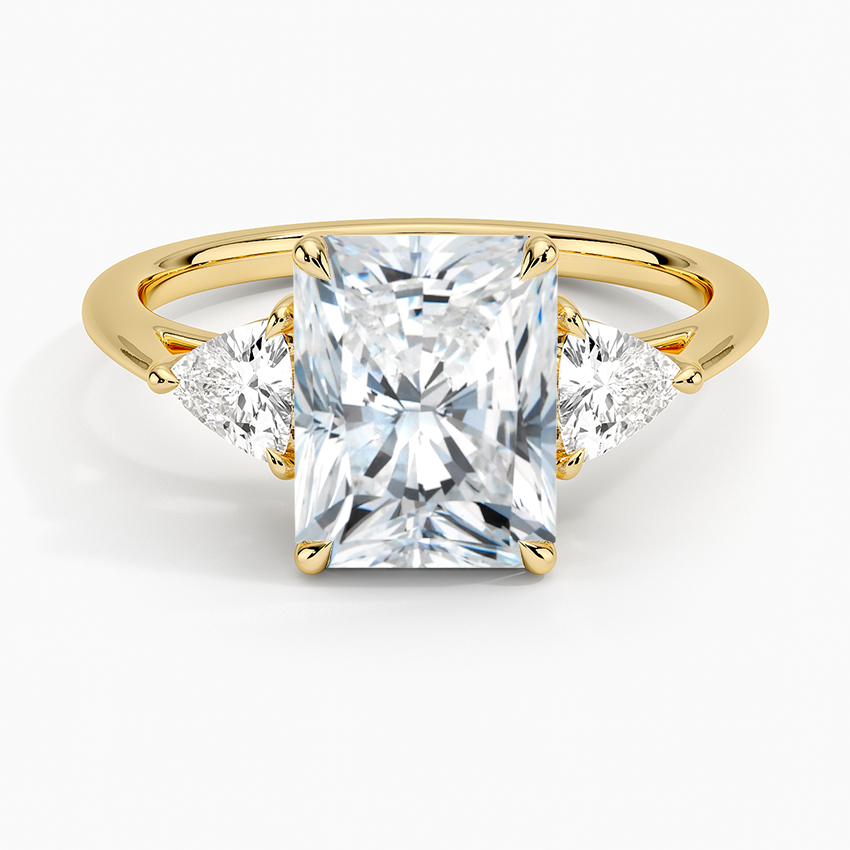 Luxe Trillion Cut Three Stone Diamond Ring - Radiant Cut Center Stone