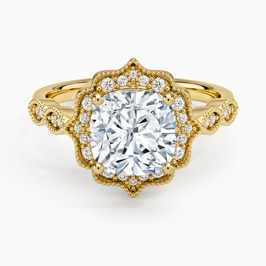 Cadenza Halo Diamond Ring - Cushion Cut Center Stone
