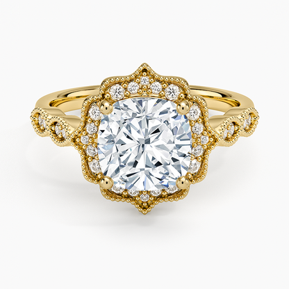 Cadenza Halo Diamond Ring - Cushion Cut Center Stone