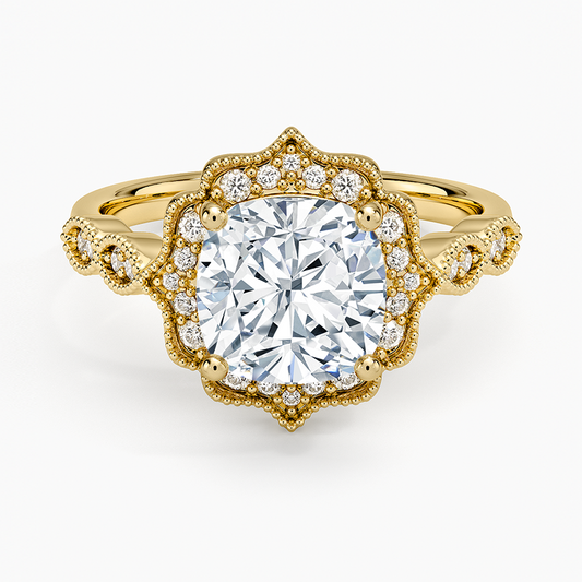 Cadenza Halo Diamond Ring - Cushion Cut Center Stone