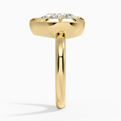 Harper Bezel Prong Solitaire Ring - Pear Center Stone