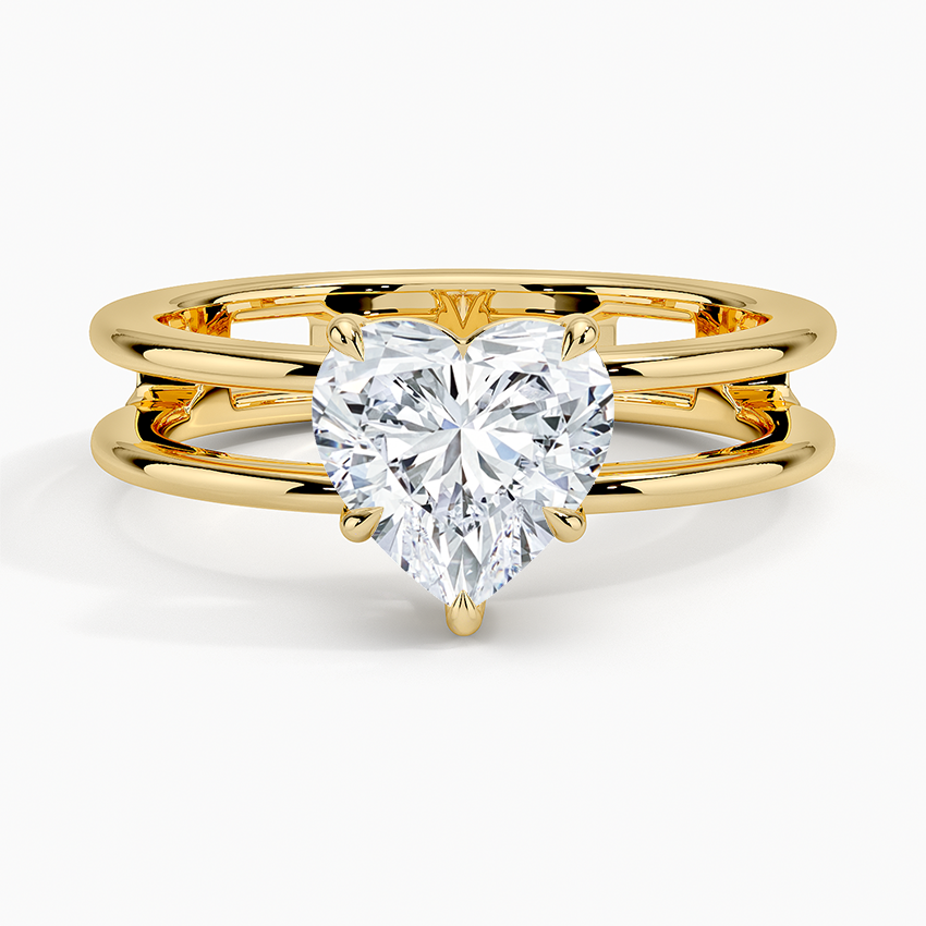 Aimee Open Double Band Solitaire Ring - Heart Center Stone