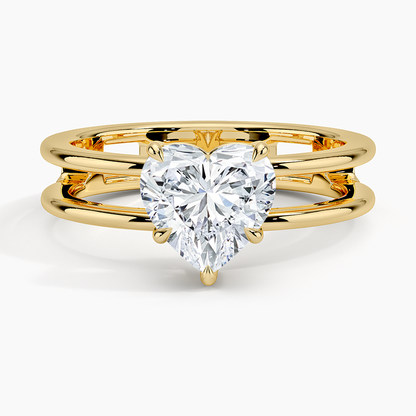 Aimee Open Double Band Solitaire Ring - Heart Center Stone