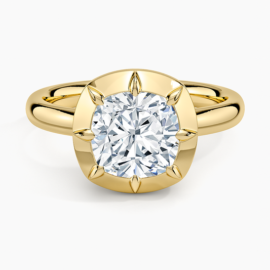 Harper Bezel Prong Solitaire Ring - Cushion Cut Center Stone