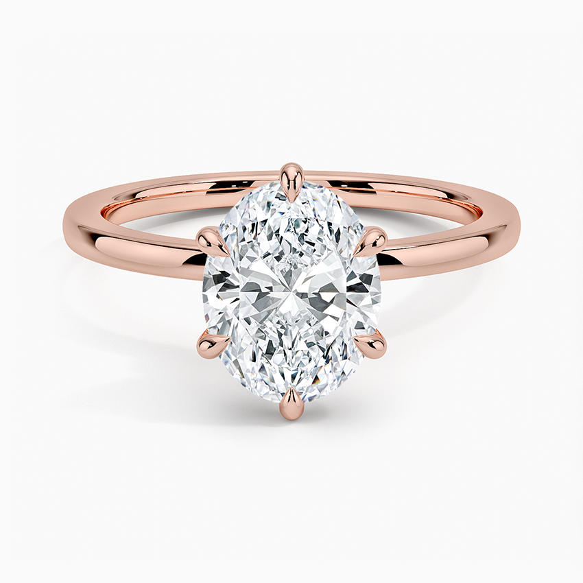 Secret Halo Six-Prong Diamond Ring - Oval Center Stone