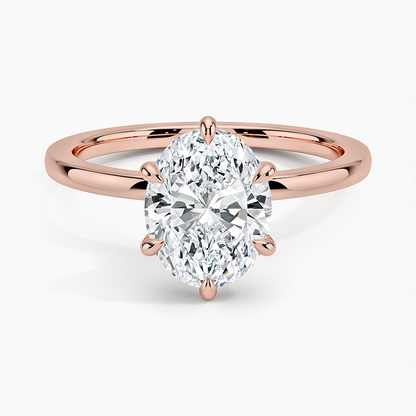 Secret Halo Six-Prong Diamond Ring - Oval Center Stone