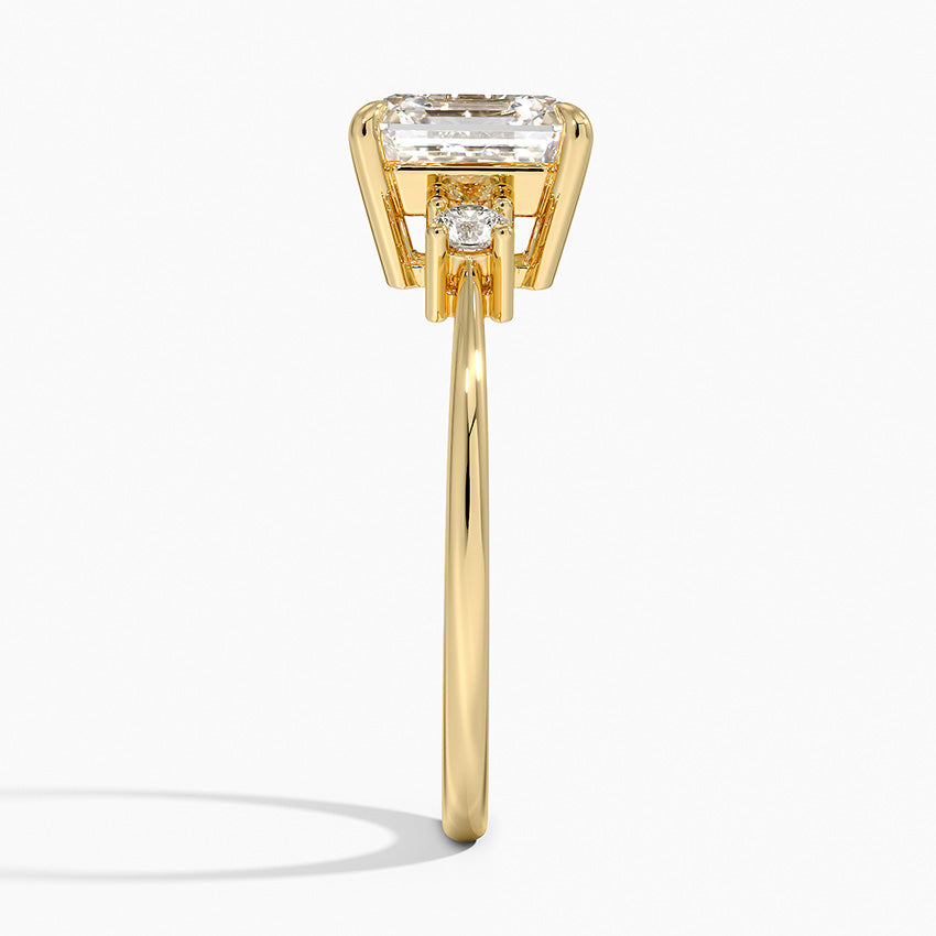 Petite Selene Three Stone Diamond Ring (1/10 ct. tw.) - Asscher Cut Center Stone