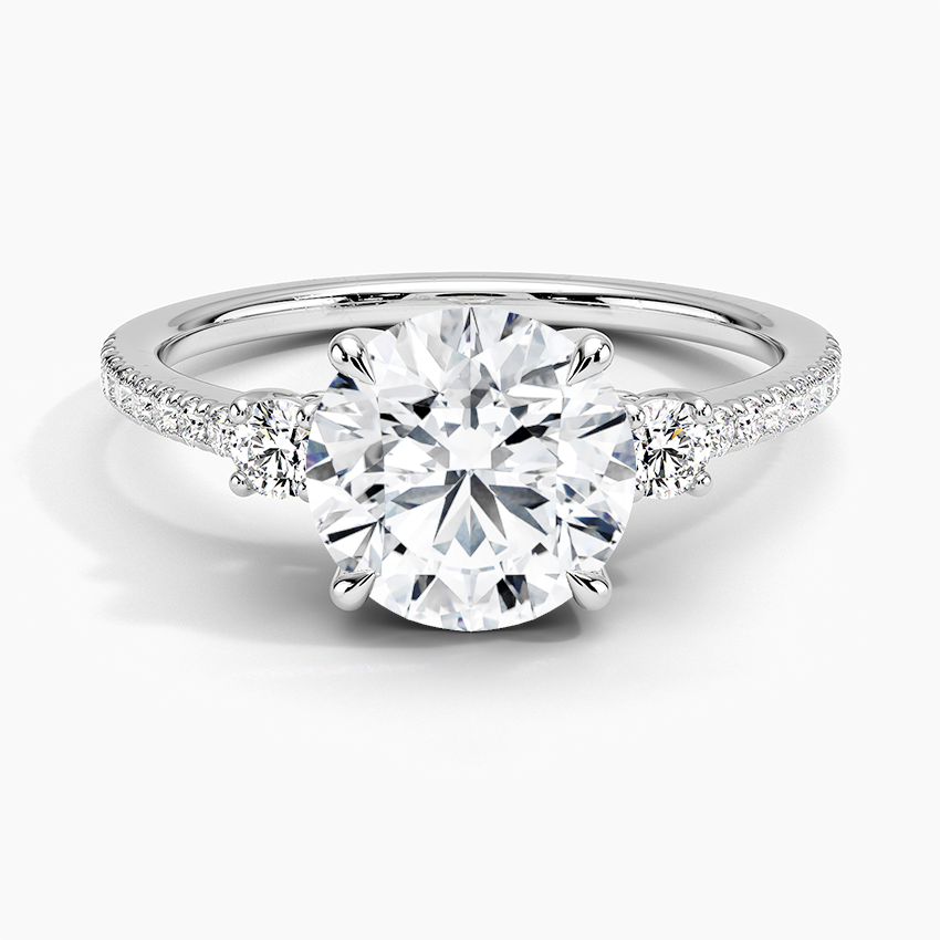 Lyra Three Stone Diamond Ring (1/4 ct. tw.) - Round Center Stone