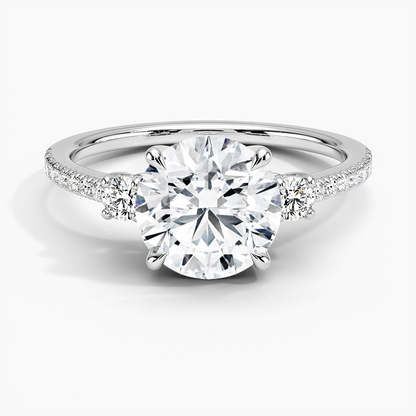 Lyra Three Stone Diamond Ring (1/4 ct. tw.) - Round Center Stone
