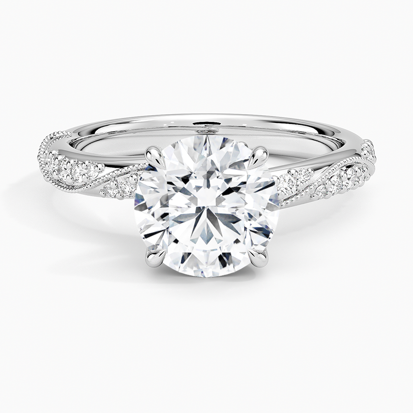 Camellia Hidden Accent 2.5mm Diamond Ring - Round Center Stone