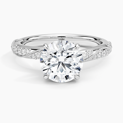 Camellia Hidden Accent 2.5mm Diamond Ring - Round Center Stone