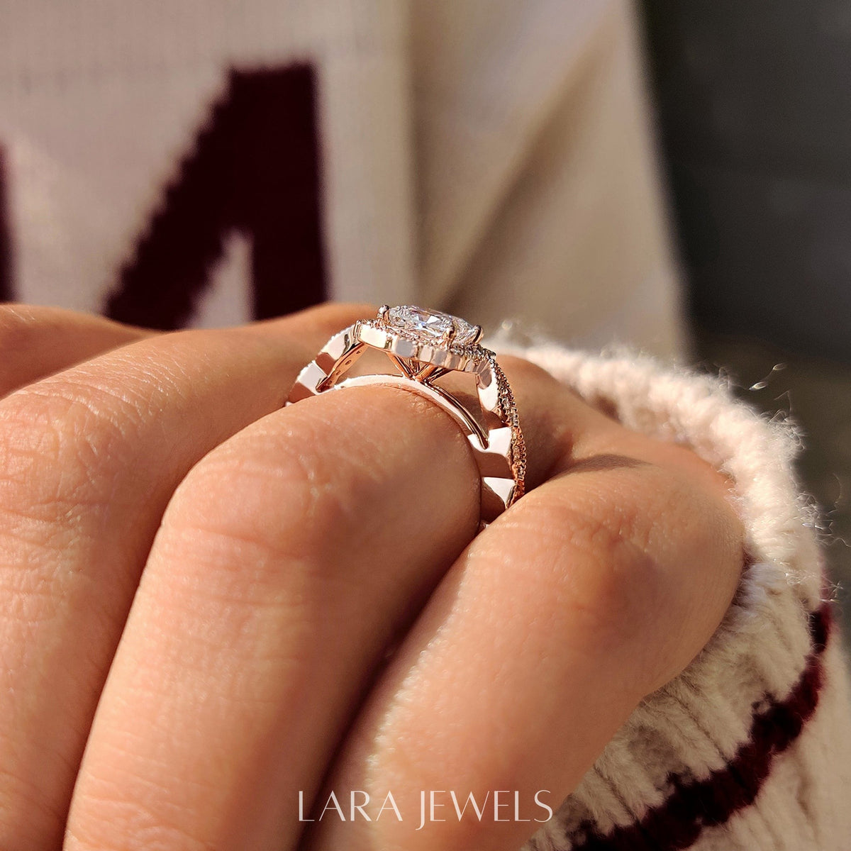 Lab grown princess engagement ring in Lara Jewels setting, available in Silver. IGI certified, ethically sourced, handcrafted at Lara Jewels.