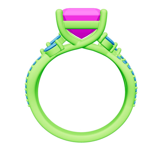 asscher lab grown diamond ring 3D model