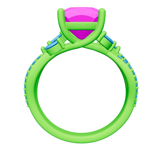 cushion lab grown diamond ring 3D model