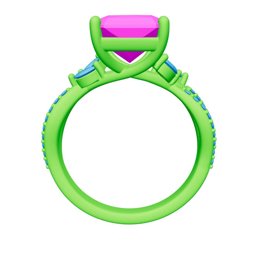 radiant lab grown diamond ring 3D model