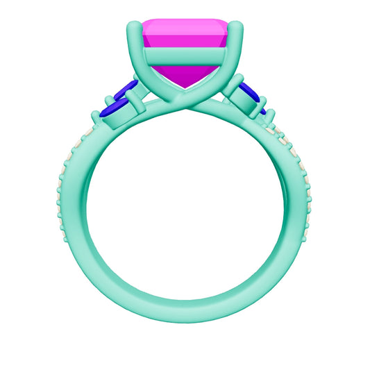 asscher lab grown diamond ring 3D model