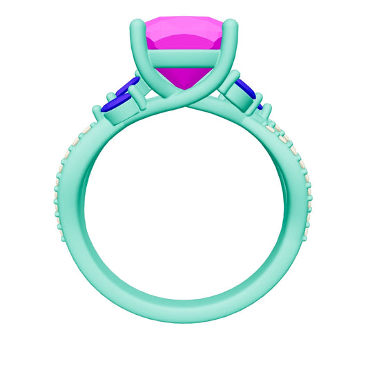 cushion lab grown diamond ring 3D model