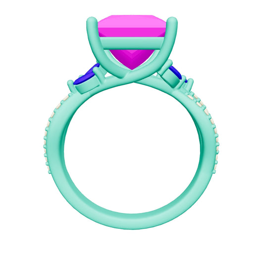 princess lab grown diamond ring 3D model
